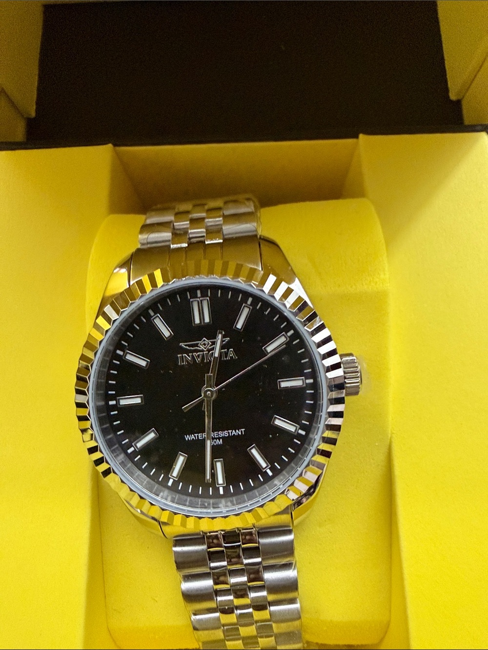 Invicta Silver Watch with Black Dial